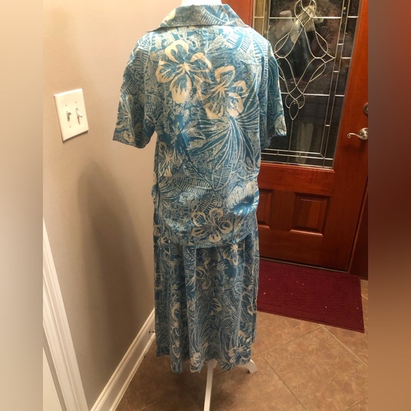 Vintage Turquoise Print Inner Vision Ship to Shore Skirt Set Size 10 - Picture 2 of 9